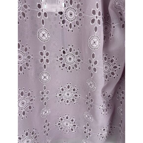 Walter Baker Violet Semi-Sheer Pull Over Ruffled Eyelet Tracey Top Size Small - Picture 8 of 11